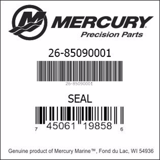 Bar codes for Mercury Marine part number 26-85090001