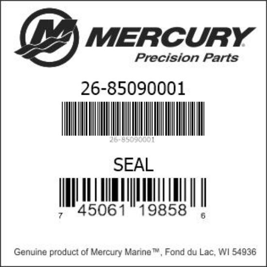 Bar codes for Mercury Marine part number 26-85090001