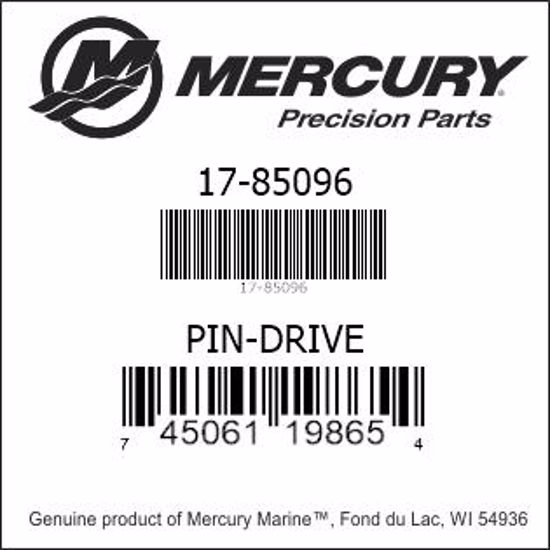 Bar codes for Mercury Marine part number 17-85096