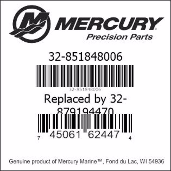 Bar codes for Mercury Marine part number 32-851848006