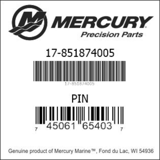 Bar codes for Mercury Marine part number 17-851874005