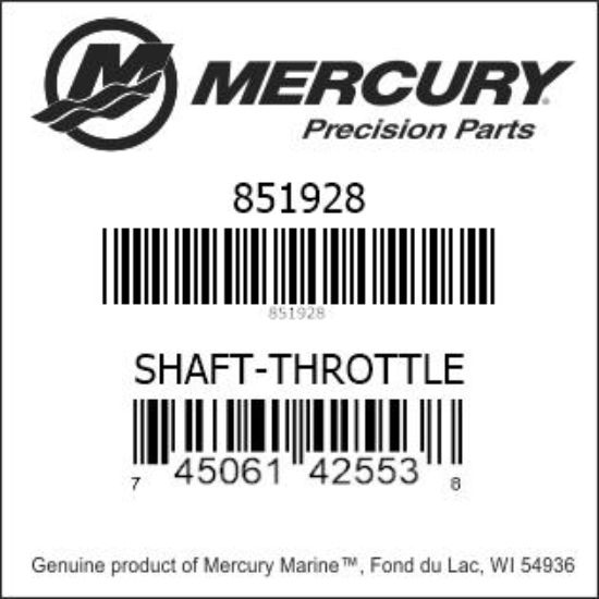 Bar codes for Mercury Marine part number 851928