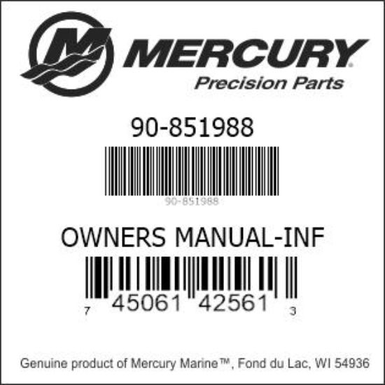 Bar codes for Mercury Marine part number 90-851988