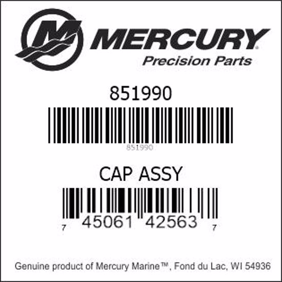 Bar codes for Mercury Marine part number 851990