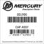 Mercury Marine part number 851990 CAP ASSY Bar codes for Mercury Marine part number 851990