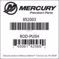 Bar codes for Mercury Marine part number 852003