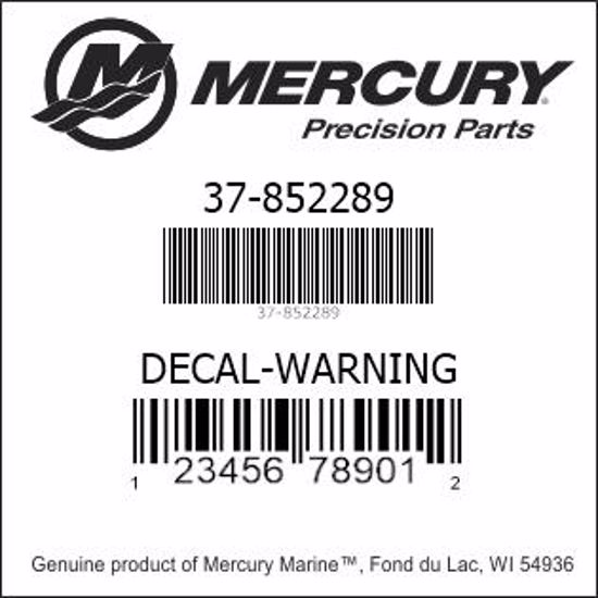 Bar codes for Mercury Marine part number 37-852289