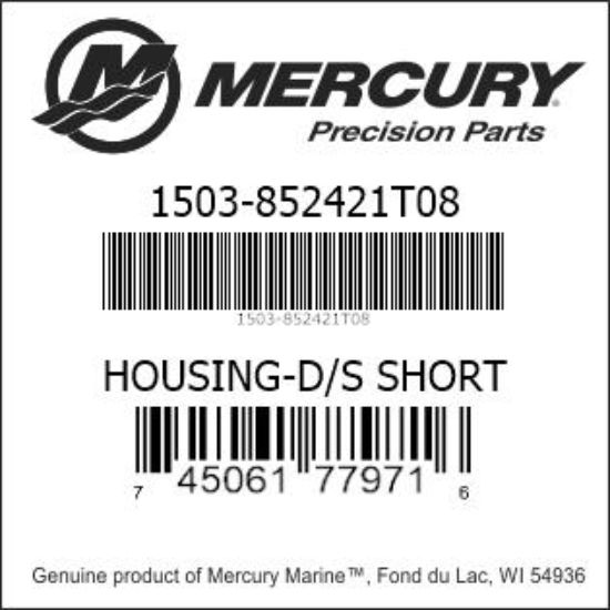 Bar codes for Mercury Marine part number 1503-852421T08