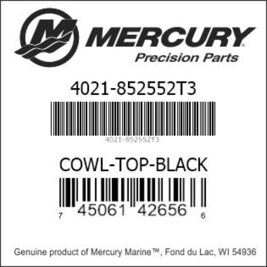 Bar codes for Mercury Marine part number 4021-852552T3