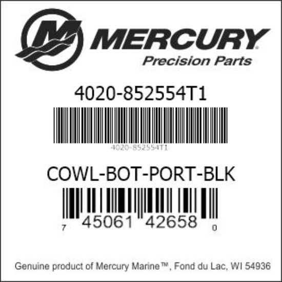 Bar codes for Mercury Marine part number 4020-852554T1