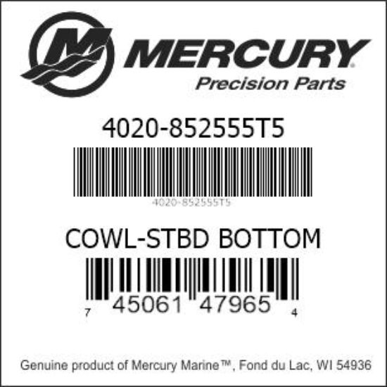 Bar codes for Mercury Marine part number 4020-852555T5