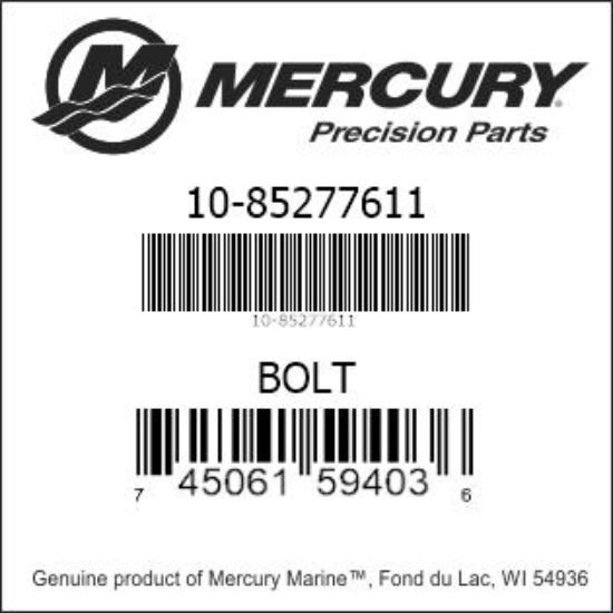 Bar codes for Mercury Marine part number 10-85277611