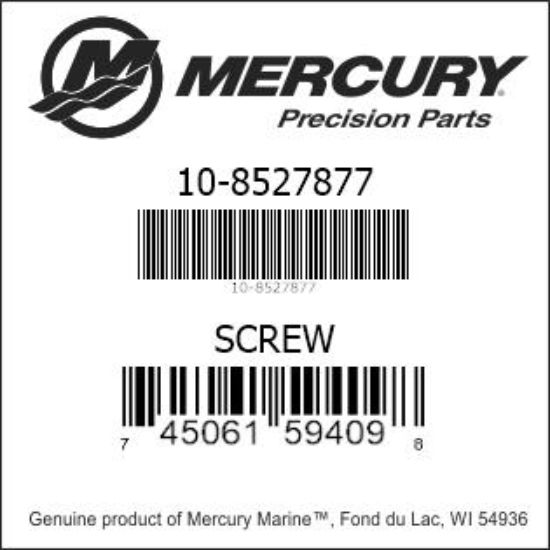 Bar codes for Mercury Marine part number 10-8527877