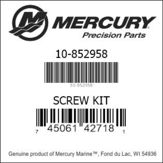 Bar codes for Mercury Marine part number 10-852958