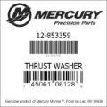 Bar codes for Mercury Marine part number 12-853359