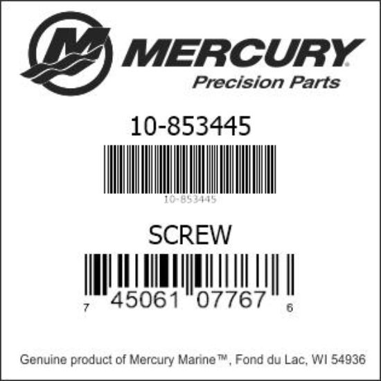 Bar codes for Mercury Marine part number 10-853445