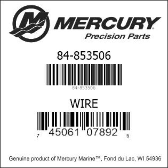 Bar codes for Mercury Marine part number 84-853506