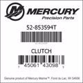 Bar codes for Mercury Marine part number 52-853594T