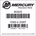 Bar codes for Mercury Marine part number 853635