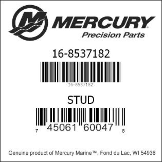 Bar codes for Mercury Marine part number 16-8537182