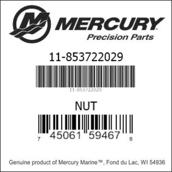 Bar codes for Mercury Marine part number 11-853722029