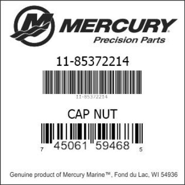 Mercury Marine part number 11-85372214 CAP NUT Bar codes for Mercury Marine part number 11-85372214