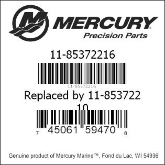 Bar codes for Mercury Marine part number 11-85372216