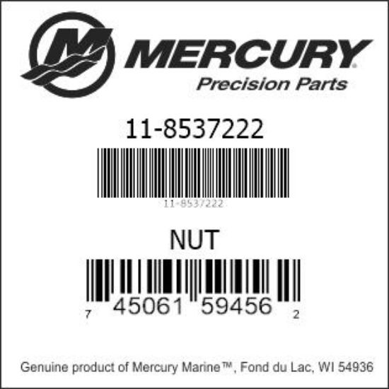 Bar codes for Mercury Marine part number 11-8537222
