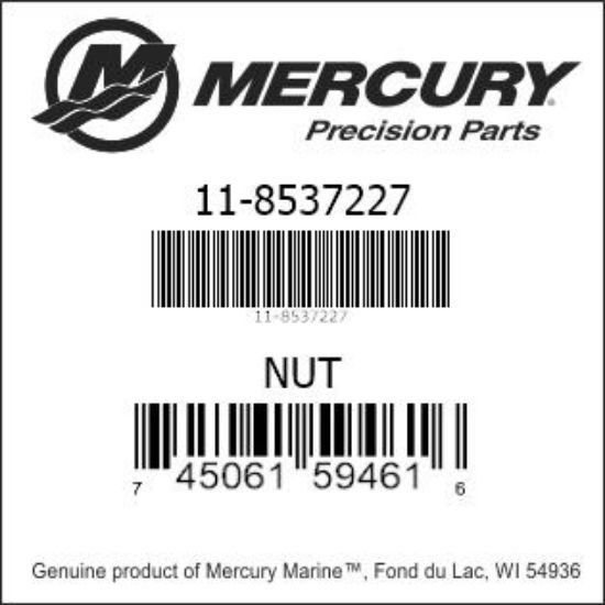 Bar codes for Mercury Marine part number 11-8537227