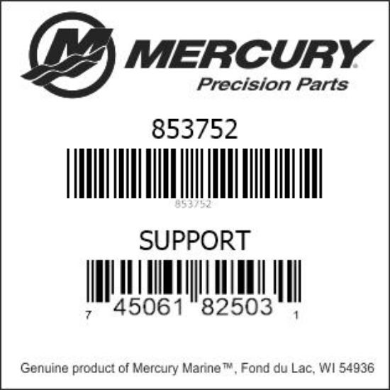 Bar codes for Mercury Marine part number 853752