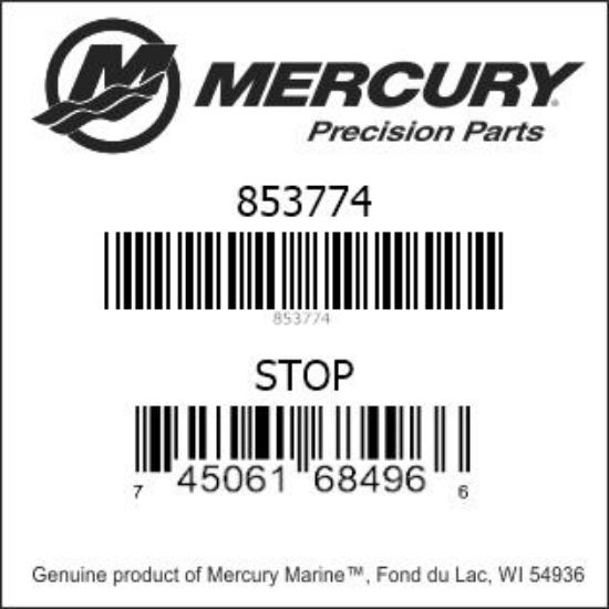 Bar codes for Mercury Marine part number 853774