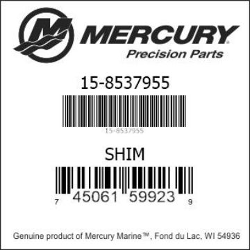 Mercury Marine part number 15-8537955 SHIM Bar codes for Mercury Marine part number 15-8537955