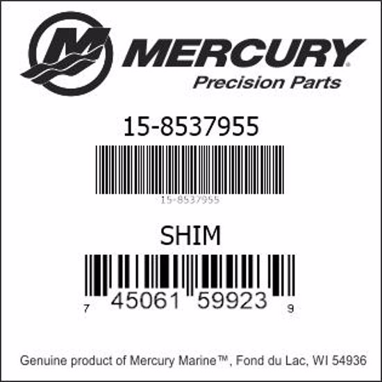 Bar codes for Mercury Marine part number 15-8537955