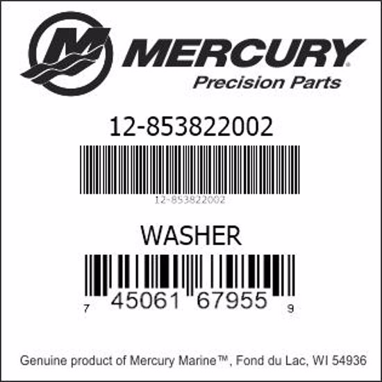 Bar codes for Mercury Marine part number 12-853822002