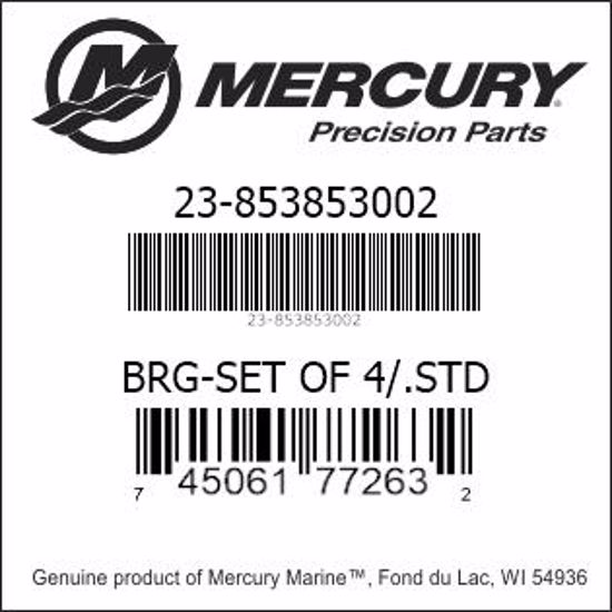 Bar codes for Mercury Marine part number 23-853853002