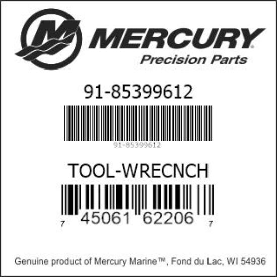 Bar codes for Mercury Marine part number 91-85399612