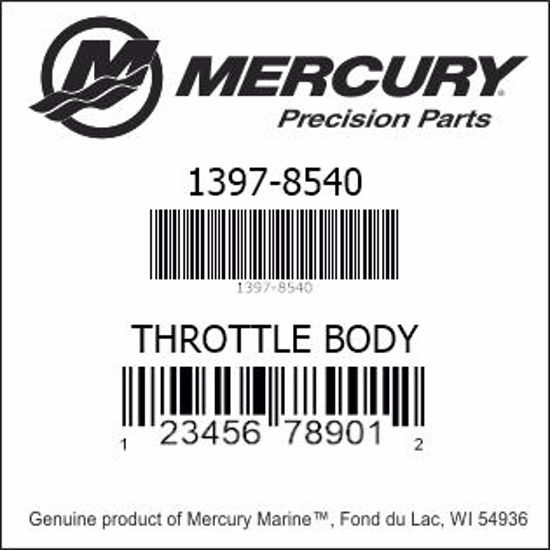 Bar codes for Mercury Marine part number 1397-8540