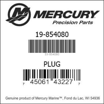 Mercury Marine part number 19-854080 PLUG Bar codes for Mercury Marine part number 19-854080