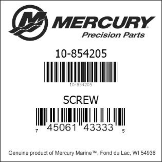 Bar codes for Mercury Marine part number 10-854205