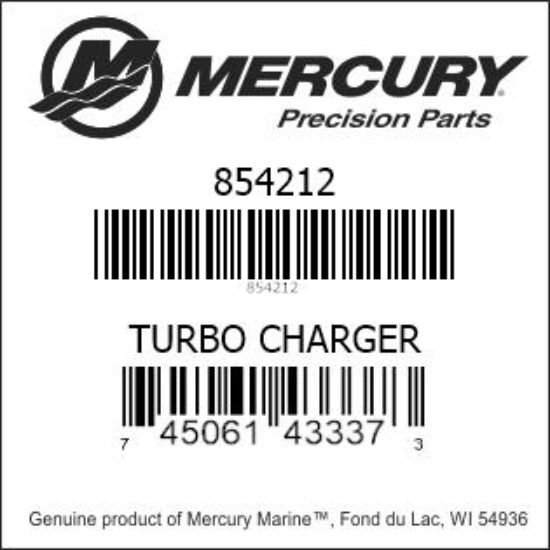 Bar codes for Mercury Marine part number 854212