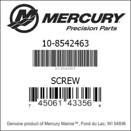 Bar codes for Mercury Marine part number 10-8542463