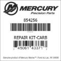 Bar codes for Mercury Marine part number 854256