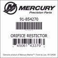 Bar codes for Mercury Marine part number 91-854270