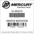 Bar codes for Mercury Marine part number 91-854270