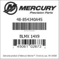 Bar codes for Mercury Marine part number 48-854340A45