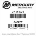 Bar codes for Mercury Marine part number 27-854924
