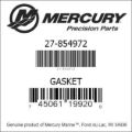 Bar codes for Mercury Marine part number 27-854972