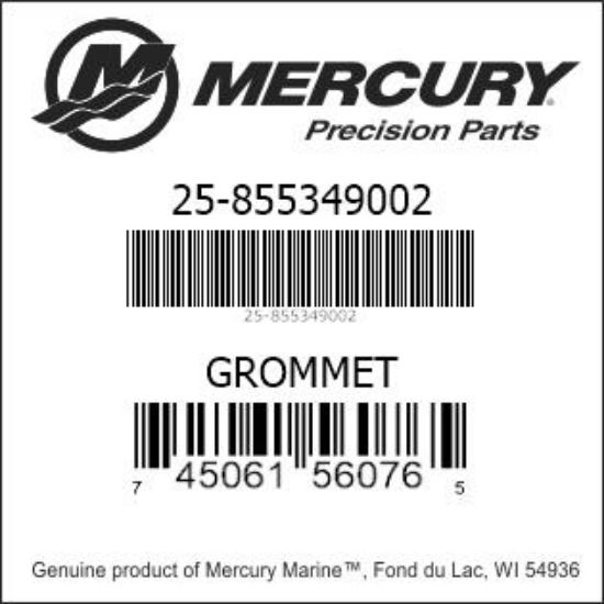 Bar codes for Mercury Marine part number 25-855349002