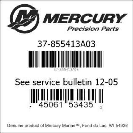 Bar codes for Mercury Marine part number 37-855413A03