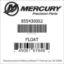 Mercury Marine part number 855430002 FLOAT Bar codes for Mercury Marine part number 855430002